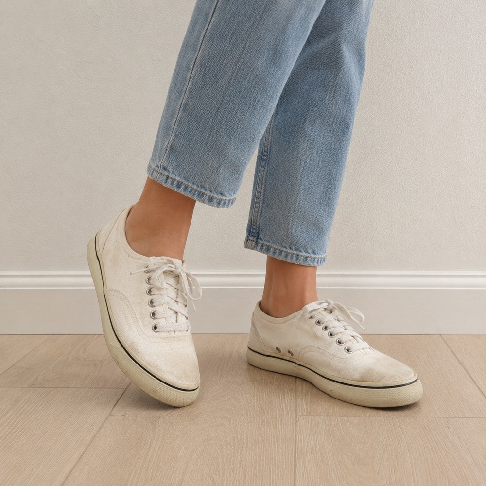 RE/DONE 70s Low Top Skate Womens Sneaker 37 White Canvas Lace Up Distressed